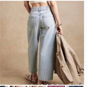 Light washBanana Republic High-rise Rise Wide Leg Crop Jeans Size 29 REGULAR NWT